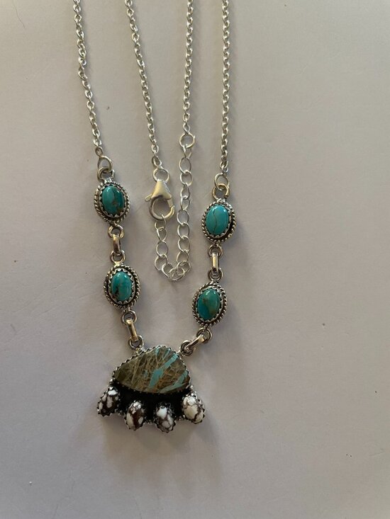 925 Sterling Silver Jewelry - NEW Sterling Silver Necklace Turquoise Dainty Minimalist Lightweight 16.5-18.5"